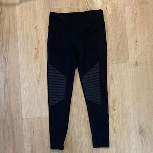 Black Leggings with Vegan Leather Detail